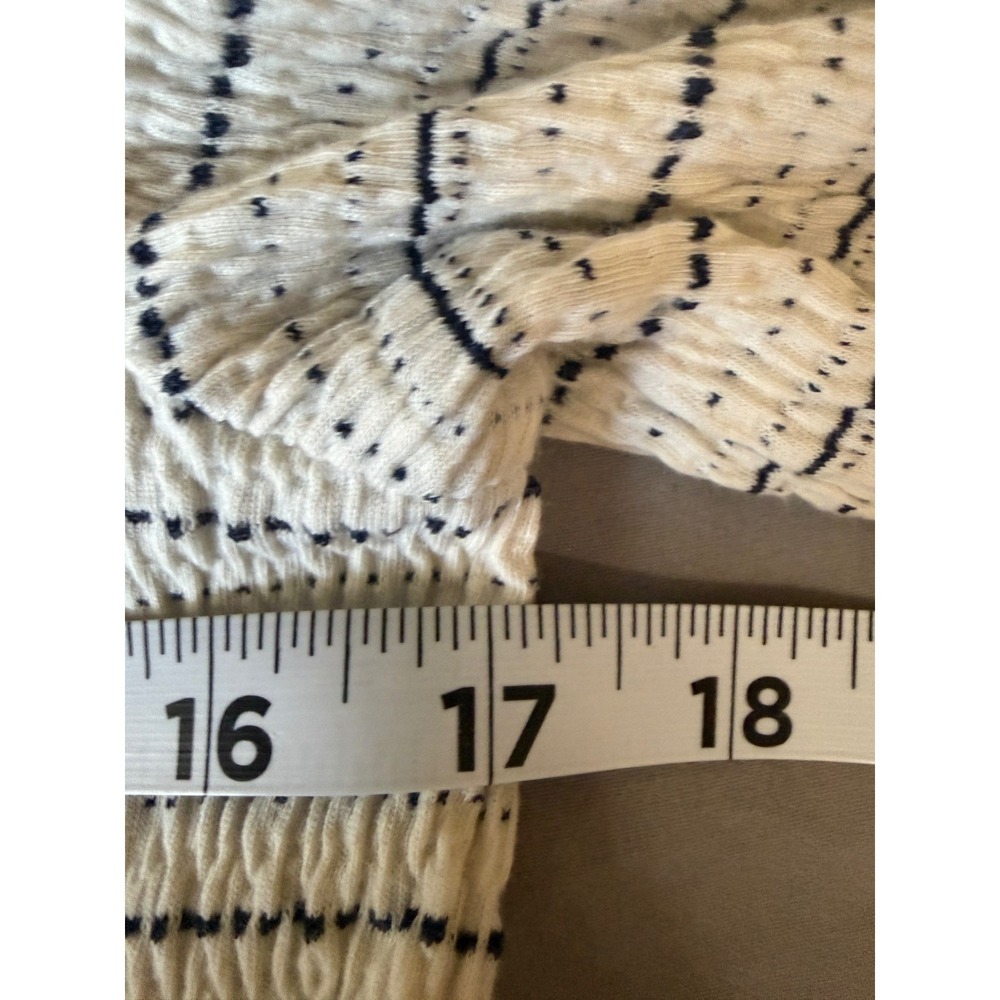Loft Outlet‎ Womens Smocked Striped Puff Sleeve Blouse Navy White Size S Small - Picture 5 of 7